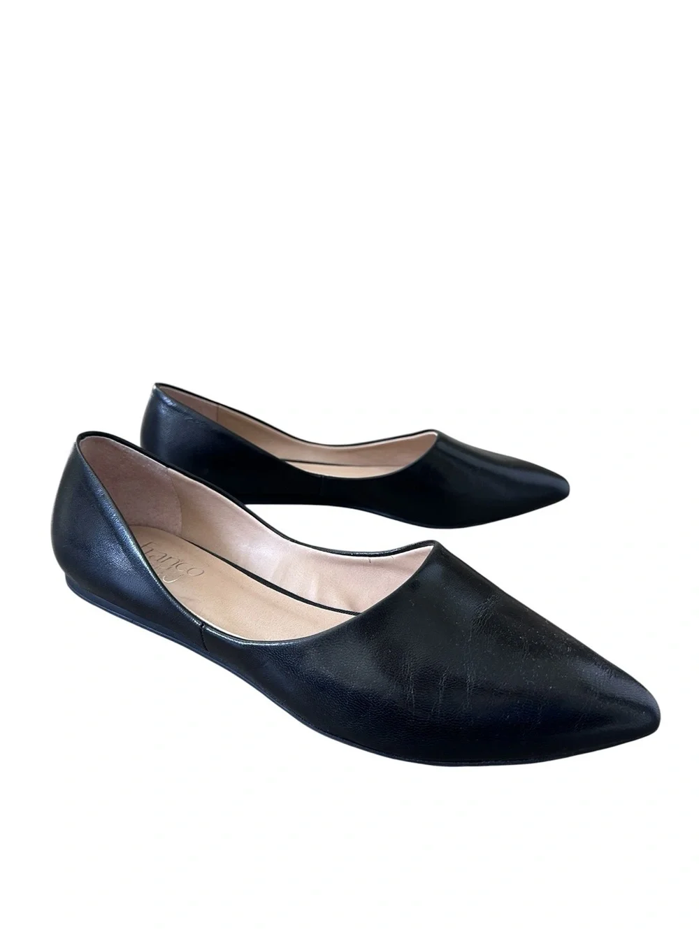Franco Sarto Hazeline Black Leather Pointed Toe Flats Size 9 Like New - Picture 6 of 9